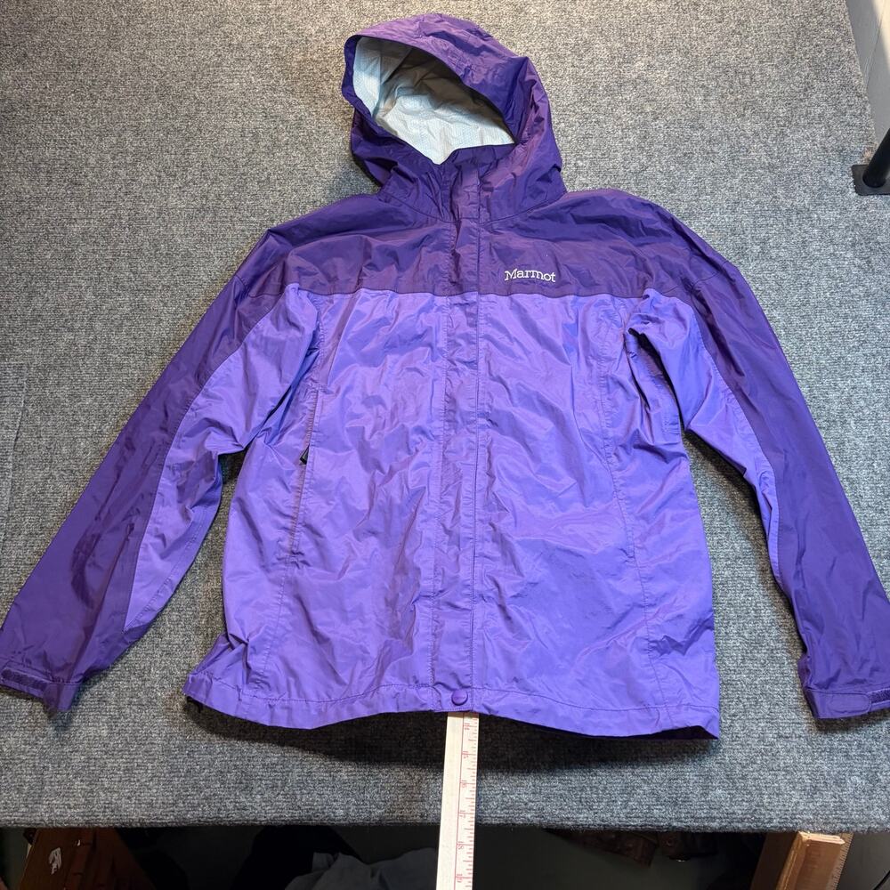 Marmot Womens Rain Jacket Large L Purple Two Tone Waterproof Hooded Coat Shell